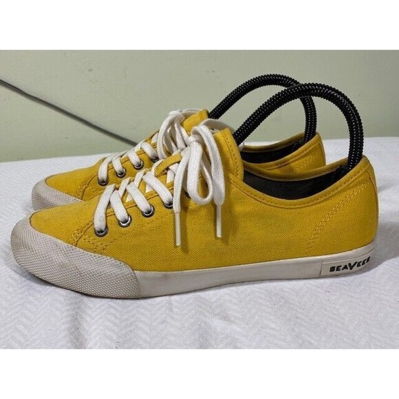 Seavees Monterey Canvas Sneaker Womens Sz 7 Mustard Yellow Lace Up Low Top - Picture 4 of 15